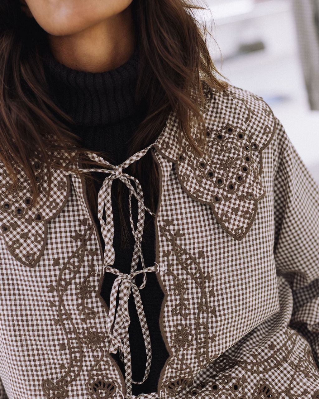 CAMISA CASTANHA QUADRADOS