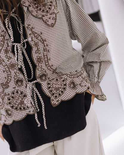 CAMISA CASTANHA QUADRADOS